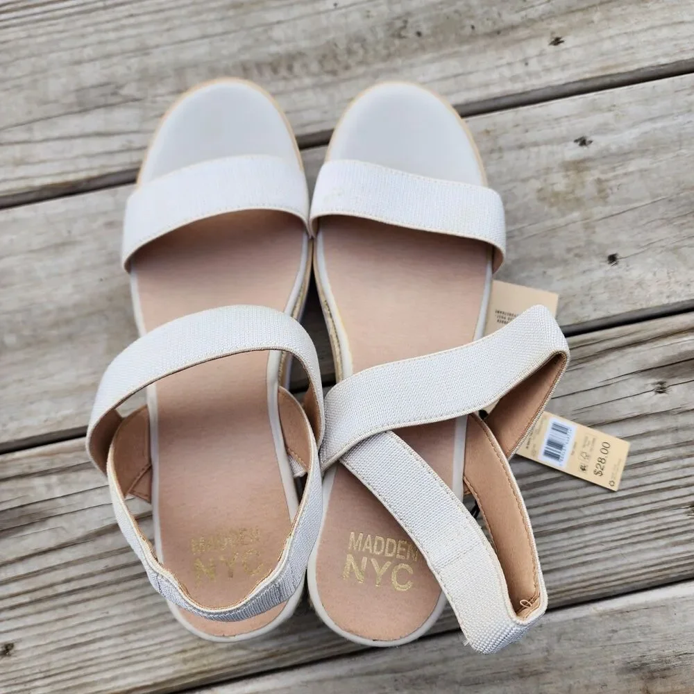 NWOT Madden NYC Women’s Talla Natural Wedge Strappy Sandals, Size 11